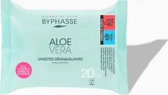 Byphasse Салфетки для лица с алоэ вера для чувствительной кожи 40 шт
