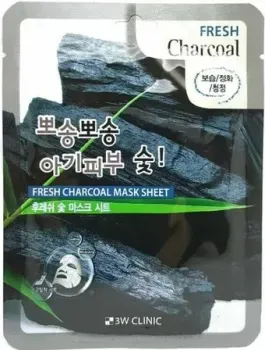 3W Clinic Маска для лица тканевая Fresh Сharcoal Mask Sheet