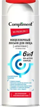 Compliment Лосьон для лица No Problem Мицеллярный антиугревой от черных точек 6 в 1 (200 мл)