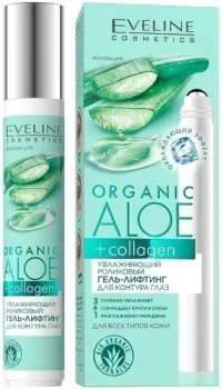 Eveline Cosmetics Гель для век Organic Aloe+Collagen Увлажняющий роликовый (15 мл)