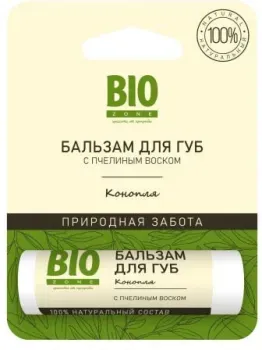 BioZone Бальзам для губ Натуральный с пчелиным воском и маслом семян конопли 4.25 г