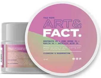 Art&Fact Паста для лица Bentonite 8% + Zinc Oxide 5% очищающая для проблемной и жирной кожи 50 мл