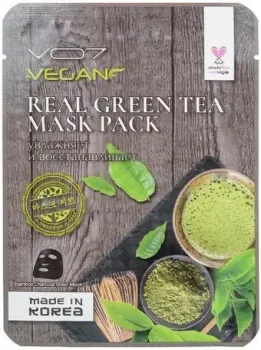 VO7 Маска для лица тканевая Real Vegan Восстанавливающая с экстрактом зеленого чая 25 г