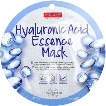 Purederm Маска для лица тканевая Hyaluronic Acid Essence Mask 18 г