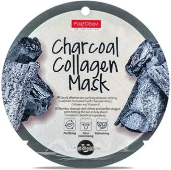 Purederm Маска для лица тканевая Charcoal Collagen Mask 20 г
