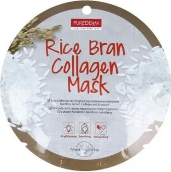 Purederm Маска для лица тканевая Rice Bran Collagen Mask 18 г