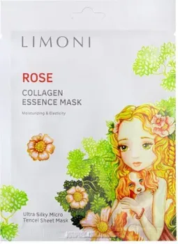 Limoni Маска для лица тканевая Rose Collagen Essence Mask 25 г