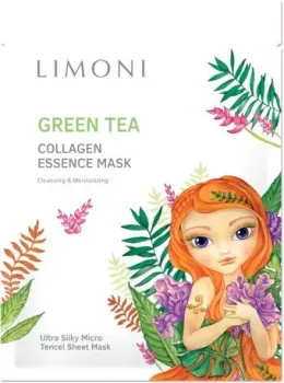 Limoni Маска для лица тканевая Green tea collagen essence mask 25 г
