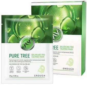 Enough Маска для лица тканевая Pure Tree Balancing Pro Calming Mask 25 г