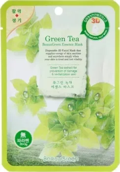 BeauuGreen Маска для лица тканевая 3D зеленый чай 23 г