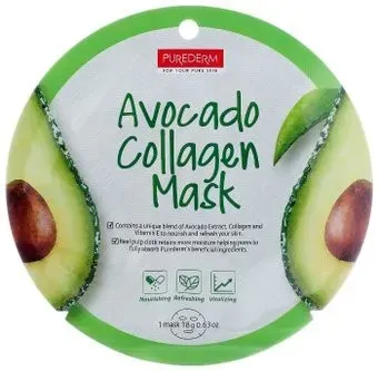 Purederm Маска для лица Avocado Collagen Mask 18 г