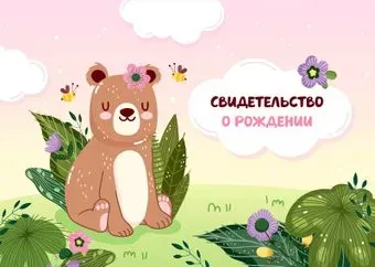 OfficeSpace Свидетельство о рождении. Медвежонок. Для девочек 344967