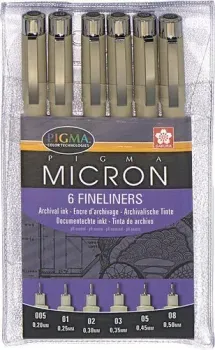 Sakura Pigma Micron PO(XSDK-6) 6 шт (черный)