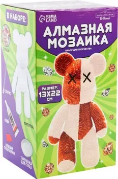 Школа талантов Алмазная мозаика на фигурке. Медведь 10225407 (бежевый/коричневый)