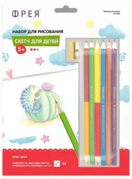 ФРЕЯ Скетч. Хамелеон на цветущем кактусе RPSK-0054