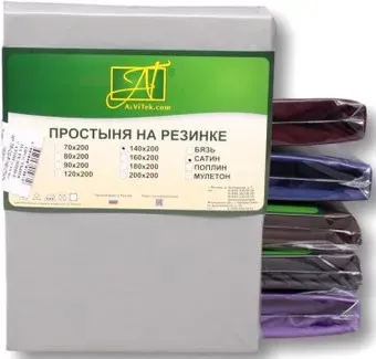 Альвитек Сатин однотонный на резинке 140x200x25 ПР-СО-Р-140-СТАЛЬ (стальной)