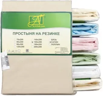 Альвитек Сатин однотонный на резинке 140x200x25 ПР-СО-Р-140-БЕЖ (бежевый)