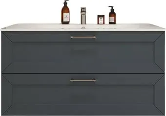 TERMINUS Тумба с умывальником Виктория 120x62x45 с 2 ящиками VIC101202703101O (серый шелк)