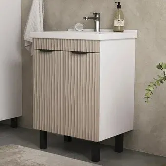 Volna Тумба с умывальником Lotty 60.2D Миранда + Миранда 60 (латте, напольная)