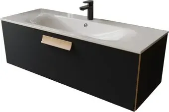 TERMINUS Тумба с умывальником Ното 120x38x45 с 1 ящиком NOT101201099901O (черный Soft Touch)