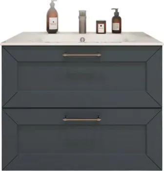 TERMINUS Тумба с умывальником Виктория 80x62x45 с 2 ящиками VIC10802703101O (серый шелк)