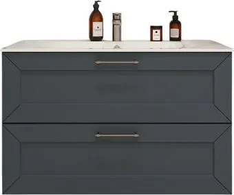 TERMINUS Тумба с умывальником Виктория 100x62x45 с 2 ящиками VIC101002703101O (серый шелк)