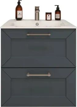 TERMINUS Тумба с умывальником Виктория 60x62x45 с 2 ящиками VIC10602703101O (серый шелк)