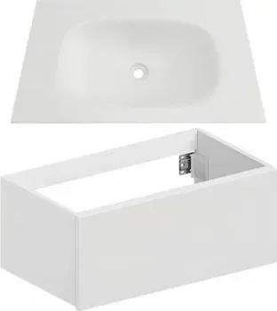 ЗОВ Тумба с умывальником Кито 70 K70LW0MWM + Oliveeka Flow F70W (белый матовый)