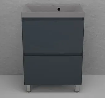 Symbolite Тумба с умывальником Манхэттен 60 Plus 2 ящика + Asti 60x45 (графит/серый шелк)