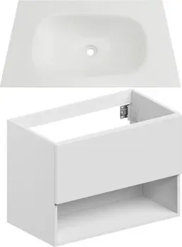 ЗОВ Тумба с умывальником Кито-2 70 2K70LW0MWM + Oliveeka Flow F70W (белый матовый)