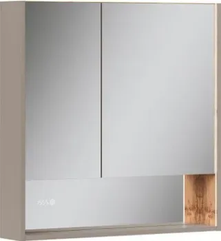 EQUIL Шкаф с зеркалом для ванной Gleam 80.2D (амарок/дуб вотан)