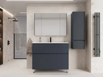 Symbolite Тумба с умывальником Лима 100 Line Plus 2 ящика + Line 100x48 (графит/антрацит)