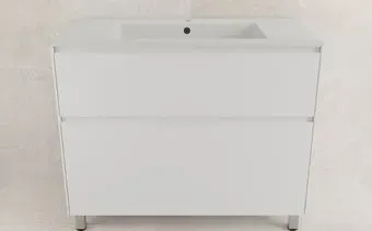 Symbolite Тумба с умывальником Лима 100 Line Plus 2 ящика + Line 100x48 (белый матовый/жасмин)