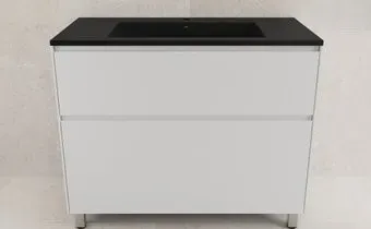 Symbolite Тумба с умывальником Лима 100 Line Plus 2 ящика + Line 100x48 (белый матовый/антрацит)