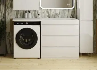 Symbolite Тумба с умывальником Даллас 150 Люкс Plus 3 ящика + Даллас 150x48.2 (правый, белый)