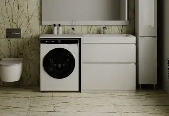 Symbolite Тумба с умывальником Даллас 150 Люкс Plus 2 ящика + Даллас 150x48.2 (правый, белый)