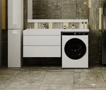 Symbolite Тумба с умывальником Даллас 150 Люкс Plus 2 ящика + Даллас 150x48.2 (подвесная, левый, эмаль белый)