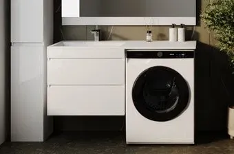 Symbolite Тумба с умывальником Даллас 130 Люкс Plus + Даллас 130x48.2 (подвесная, левый, белый)