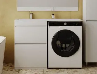 Symbolite Тумба с умывальником Даллас 120 Люкс Plus 3 ящика + Даллас 120x48 (левый, белый)