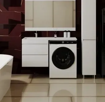 Symbolite Тумба с умывальником Даллас 120 Люкс Plus + Даллас 120x48 (подвесная, левый, эмаль белый)