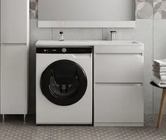 Symbolite Тумба с умывальником Даллас 110 Люкс Plus + Даллас 110x48 (правый, белый)
