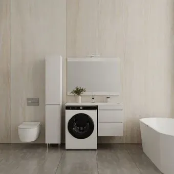 Symbolite Тумба с умывальником Даллас 110 Люкс Plus + Estetus Даллас 110x48 (подвесная, правый, эмаль белый)