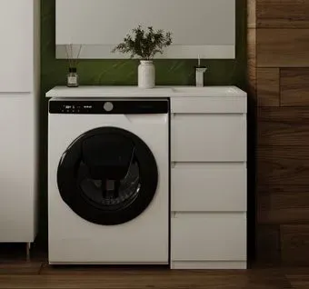 Symbolite Тумба с умывальником Даллас 100 Люкс Plus 3 ящика + Даллас 100x48 (правый, белый)
