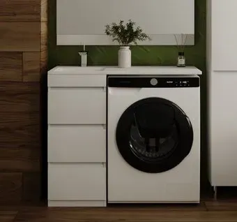 Symbolite Тумба с умывальником Даллас 100 Люкс Plus 3 ящика + Даллас 100x48 (левый, белый)