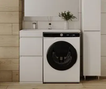 Symbolite Тумба с умывальником Даллас 100 Люкс Plus + Даллас 100x48 (левый, белый)