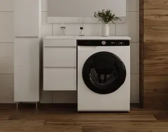 Symbolite Тумба с умывальником Даллас 100 Люкс Plus + Estetus Даллас 100x48 (подвесная, левый, эмаль белый)