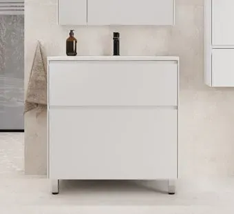 Symbolite Тумба под умывальник Лима 80 Line Plus 2 ящика (белый матовый)