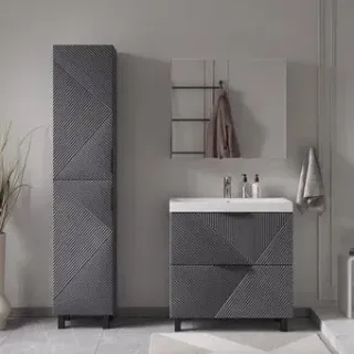 Volna Тумба с умывальником Geometry 80.2Y 9696 + Lake 80 (графит)