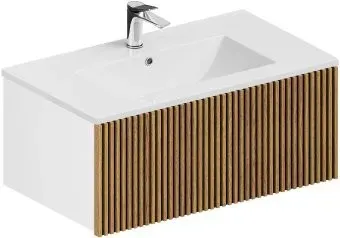 ЗОВ Тумба с умывальником Кито 80 K80LW0MRM-OL80 (белый/тростник)