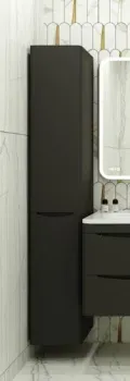 Symbolite Шкаф-пенал для ванной Бергамо Люкс Plus с корзиной (черный)